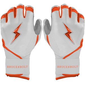 PREMIUM PRO CHROME Series Long Cuff Batting Gloves - ORANGE