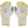 PREMIUM PRO CHROME Series Long Cuff Batting Gloves - YELLOW