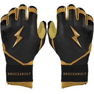 PREMIUM PRO GOLD SERIES Long Cuff Batting Gloves - Gold BLACK