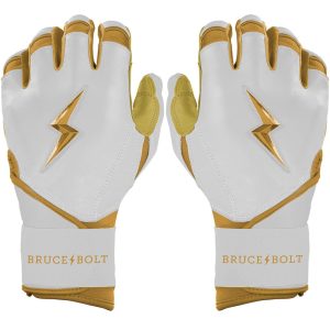 PREMIUM PRO GOLD Series Long Cuff Batting Gloves - Gold WHITE