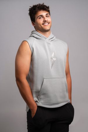 BOLT Sleeveless Hoodie - Grey/Grey Bolt